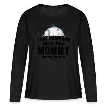 Maman Baseball - T-shirt manches longues Premium bio Femme - noir - Devant - Julia (174cm)