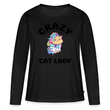 Crazy Cat Lady - Women's Premium Organic Long Sleeve Shirt - black - Front - Julia (174cm)