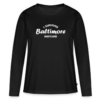 J’ai survécu à Baltimore Maryland. - T-shirt manches longues Premium bio Femme - noir - Devant - Julia (174cm)