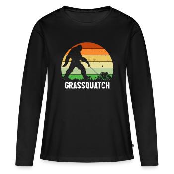 Grassquatch Bigfoot Retro Sasquatch Tondeuse à gazon - T-shirt manches longues Premium bio Femme - noir - Devant - Julia (174cm)