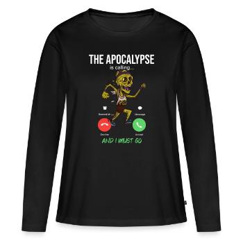 Apocalypse calls Zombie Running Runner Halloween - Women's Premium Organic Long Sleeve Shirt - black - Front - Julia (174cm)