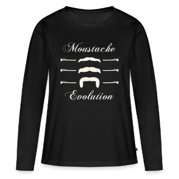 moustaches évolution, Idée cadeau d'élégance. - T-shirt manches longues Premium bio Femme - noir - Devant - Julia (174cm)