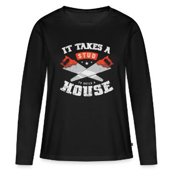 Il faut un haras pour construire une maison - T-shirt manches longues Premium bio Femme - noir - Devant - Julia (174cm)
