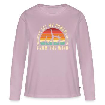 Je tire mon électricité de sources renouvelables - T-shirt manches longues Premium bio Femme - rose poudré - Devant - Julia (174cm)