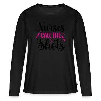 Les infirmières prennent les décisions - T-shirt manches longues Premium bio Femme - noir - Devant - Julia (174cm)