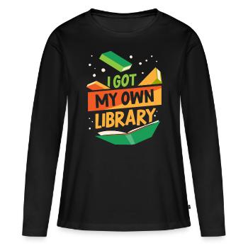 J’ai mon propre bibliothécaire - T-shirt manches longues Premium bio Femme - noir - Devant - Julia (174cm)