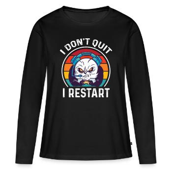 Angry Panda Gaming Neustart Retro Süße Pandas Tier - Frauen Premium Bio Langarmshirt - Schwarz - Vorne - Julia (174cm)