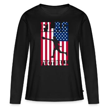 Joueur de flag football américain Drapeau américain - T-shirt manches longues Premium bio Femme - noir - Devant - Julia (174cm)