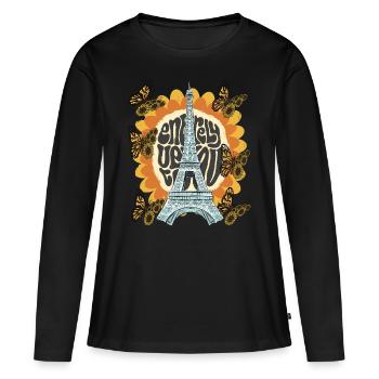Eiffel Tower-Sunflower-Paris-Butterfly-Frenchman - Women's Premium Organic Long Sleeve Shirt - black - Front - Julia (174cm)