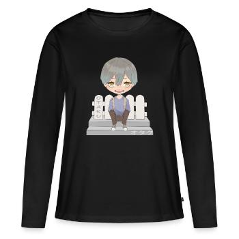 Otaku Anime Garçon - T-shirt manches longues Premium bio Femme - noir - Devant - Julia (174cm)