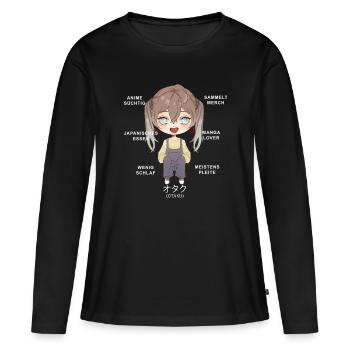 Otaku Anime Fille - T-shirt manches longues Premium bio Femme - noir - Devant - Julia (174cm)