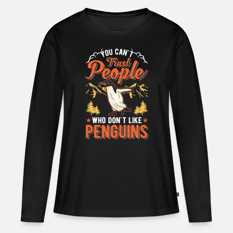Pinguin Geschenk Penguin - Frauen Premium Bio Langarmshirt - Schwarz