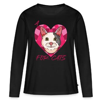 Chat siamois Un cœur pour chats Chaton Chat Chat - T-shirt manches longues Premium bio Femme - noir - Devant - Julia (174cm)