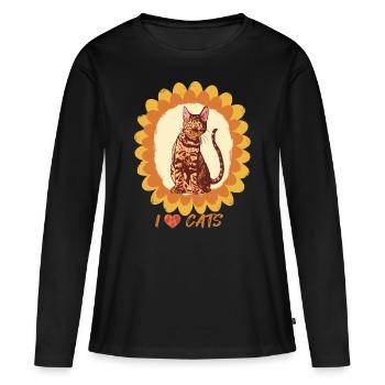 Tournesol Bengal Chat Amour Chats Chat et Chat - T-shirt manches longues Premium bio Femme - noir - Devant - Julia (174cm)