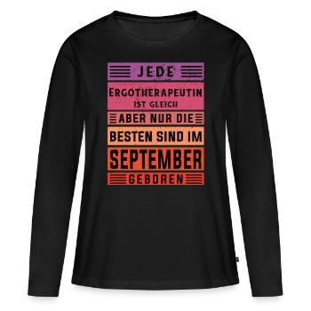 Ergotherapie Geburtstag September geboren - Frauen Premium Bio Langarmshirt - Schwarz - Vorne - Julia (174cm)