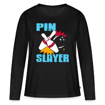 Bowling - Pin Slayer - Frauen Premium Bio Langarmshirt - Schwarz - Vorne - Julia (174cm)