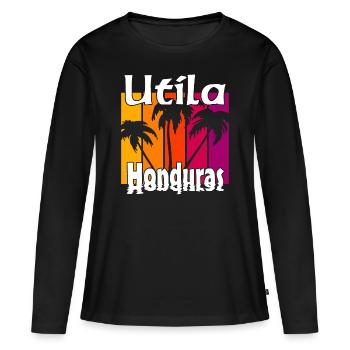 Utila Honduras - Frauen Premium Bio Langarmshirt - Schwarz - Vorne - Julia (174cm)