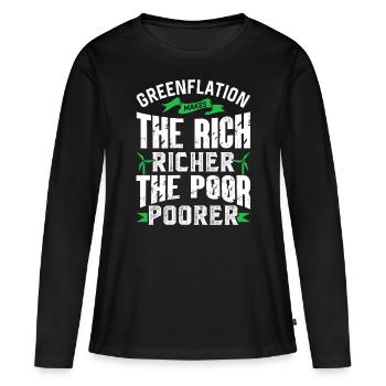 Greenflation riche riche et pauvre pauvre vert plus pauvre - T-shirt manches longues Premium bio Femme - noir - Devant - Julia (174cm)