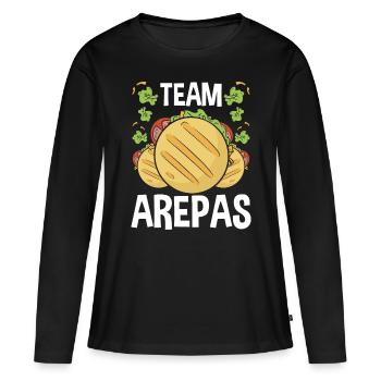 Arepas Team Lover Hispanic Heritage Month Food - Women's Premium Organic Long Sleeve Shirt - black - Front - Julia (174cm)