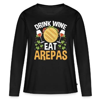 Arepas Lover Wine Drinking Mois du patrimoine hispanique - T-shirt manches longues Premium bio Femme - noir - Devant - Julia (174cm)