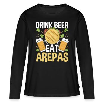 Arepas Lover Beer Drinking Hispanic Heritage Month - T-shirt manches longues Premium bio Femme - noir - Devant - Julia (174cm)