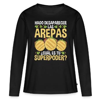 Arepa Lover Traditional Food Venezuelan Hispanic - Frauen Premium Bio Langarmshirt - Schwarz - Vorne - Julia (174cm)