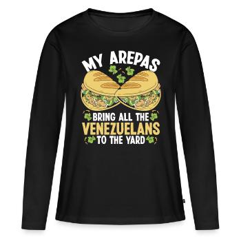 Arepas Lover Cuisine traditionnelle Hisapnic Heritage - T-shirt manches longues Premium bio Femme - noir - Devant - Julia (174cm)