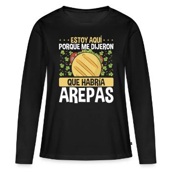 Arepas Lover Maker Food Venezuelan Hispanic - Frauen Premium Bio Langarmshirt - Schwarz - Vorne - Julia (174cm)