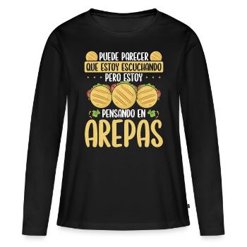 Arepas Lover Making Food Venezuelan Hispanic - Frauen Premium Bio Langarmshirt - Schwarz - Vorne - Julia (174cm)