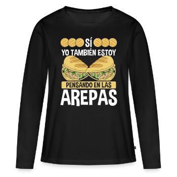 Arepa Lover Food Venezuelan Traditional Hispanic - Women's Premium Organic Long Sleeve Shirt - black - Front - Julia (174cm)