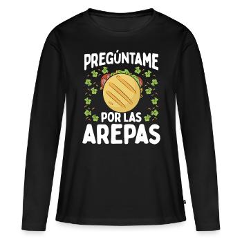Arepas Lover Venezuelan Food Traditional Hispanic - Frauen Premium Bio Langarmshirt - Schwarz - Vorne - Julia (174cm)