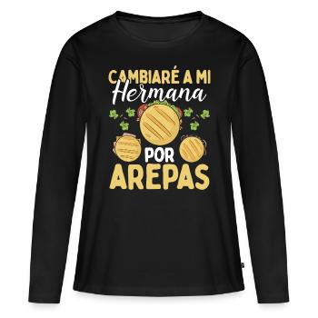 Arepas Lover Venezuelan Food Traditional Hispanic - Frauen Premium Bio Langarmshirt - Schwarz - Vorne - Julia (174cm)
