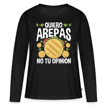 Arepas Lover Quiero Arepas Venezuelan Food n - Frauen Premium Bio Langarmshirt - Schwarz - Vorne - Julia (174cm)