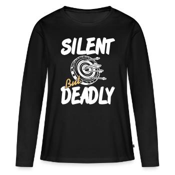 Archer - Silencieux mais mortel - T-shirt manches longues Premium bio Femme - noir - Devant - Julia (174cm)