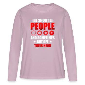 I shoot at people and hit them - Women's Premium Organic Long Sleeve Shirt - dusky pink - Front - Julia (174cm)
