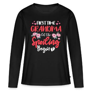 First time grandma grandmother great-grandparents - Women's Premium Organic Long Sleeve Shirt - black - Front - Julia (174cm)