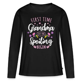 First time grandma grandmother great-grandparents - Women's Premium Organic Long Sleeve Shirt - black - Front - Julia (174cm)