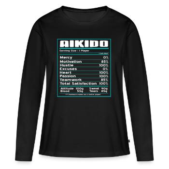 La motivation de miséricorde de l’Aïkido excuse le cœur - T-shirt manches longues Premium bio Femme - noir - Devant - Julia (174cm)