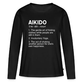 Explication de l’Aïkido drôle - T-shirt manches longues Premium bio Femme - noir - Devant - Julia (174cm)