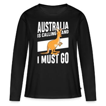 L’Australie appelle Kangourou Outback Mignons Kangourous - T-shirt manches longues Premium bio Femme - noir - Devant - Julia (174cm)