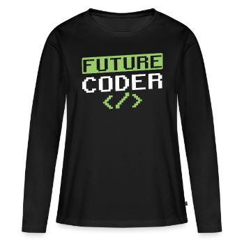 Zukünftiger Coder Coding Programmierer Code - Frauen Premium Bio Langarmshirt - Schwarz - Vorne - Julia (174cm)