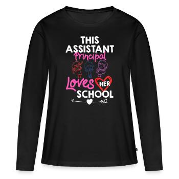 Chef d’établissement Directeur Directeur Directeur de la direction de l’école - T-shirt manches longues Premium bio Femme - noir - Devant - Julia (174cm)