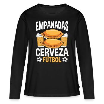 Empanadas Cerveza Fútbol Food Making Lover - Frauen Premium Bio Langarmshirt - Schwarz - Vorne - Julia (174cm)