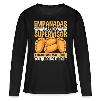 Superviseur de la fabrication d’empanadas Cuisine hispanique latine - T-shirt manches longues Premium bio Femme - noir - Devant - Julia (174cm)