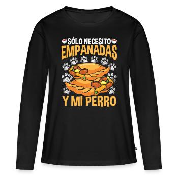 Empanada Maker Dog Lover Food Latin Hispanique - T-shirt manches longues Premium bio Femme - noir - Devant - Julia (174cm)