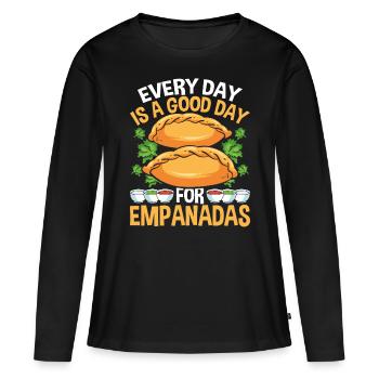 Empanada Lover Chaque jour est un bon jour pour - T-shirt manches longues Premium bio Femme - noir - Devant - Julia (174cm)