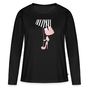 Cool Boxing Gloves And High Heels - Women Boxer - Frauen Premium Bio Langarmshirt - Schwarz - Vorne - Julia (174cm)