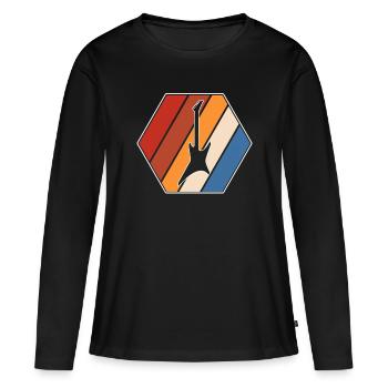 E Guitare Rétro - T-shirt manches longues Premium bio Femme - noir - Devant - Julia (174cm)