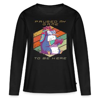 Jeux vidéo Gamer a mis en pause mon jeu Retro Gaming Peng - T-shirt manches longues Premium bio Femme - noir - Devant - Julia (174cm)