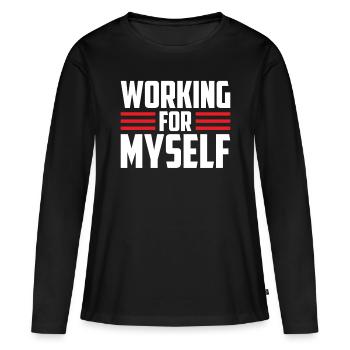 Travailler pour moi-même Fondateur CEO Entrepreneurs - T-shirt manches longues Premium bio Femme - noir - Devant - Julia (174cm)